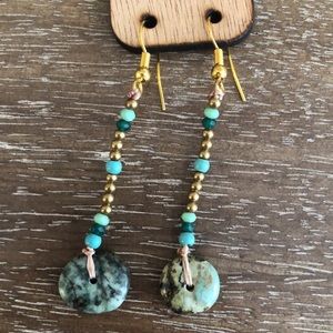 Beaded Drop Turquoise Earrings- NWT